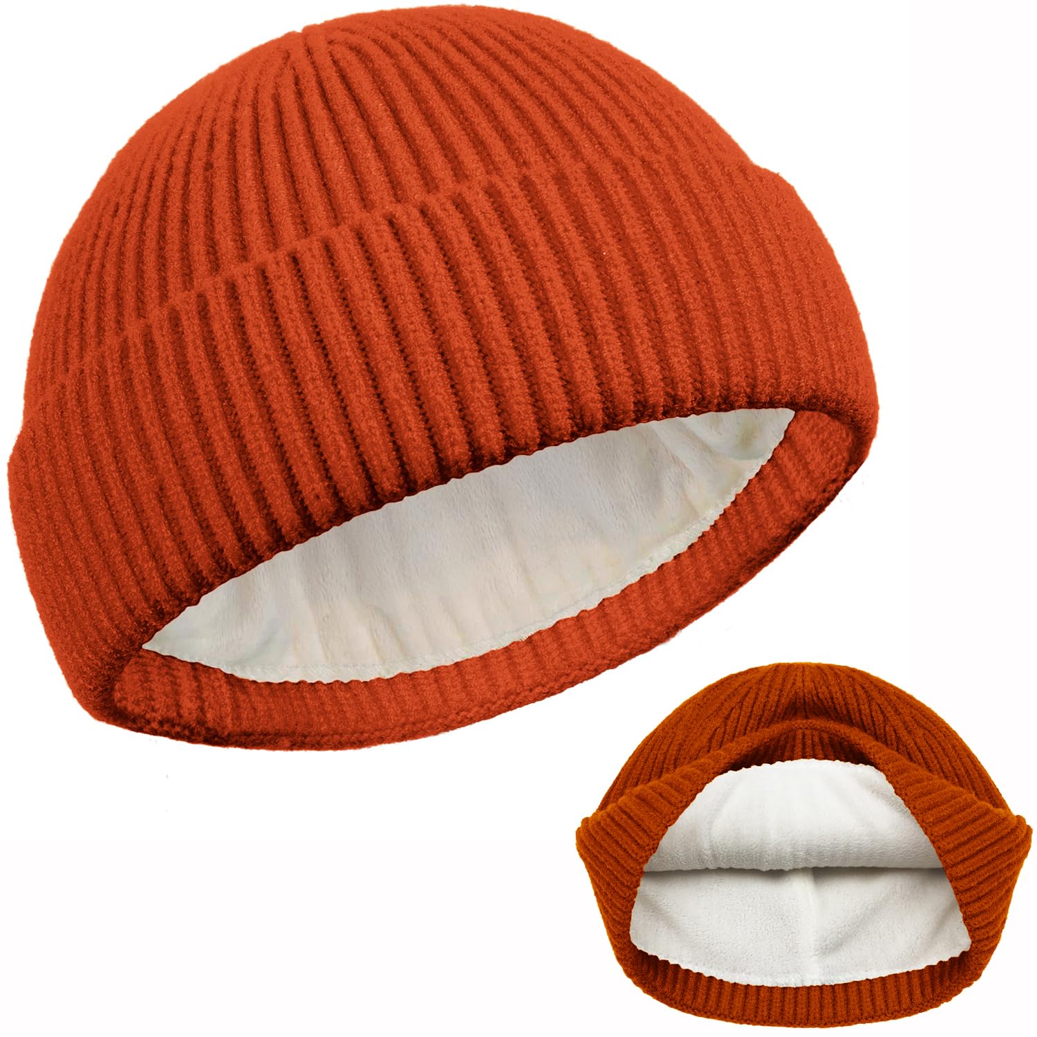 ROYBENS Swag Wool Knit Cuff Short Fisherman Beanie for Men Women, Winter Warm Hats